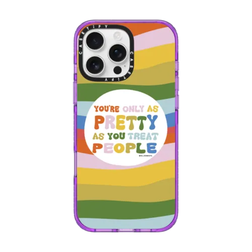 You're Only As Pretty As You Treat People by Oh So Graceful | iPhone 16 Pro Max / Impact Case MagSafe Compatible / Purple | Image 1