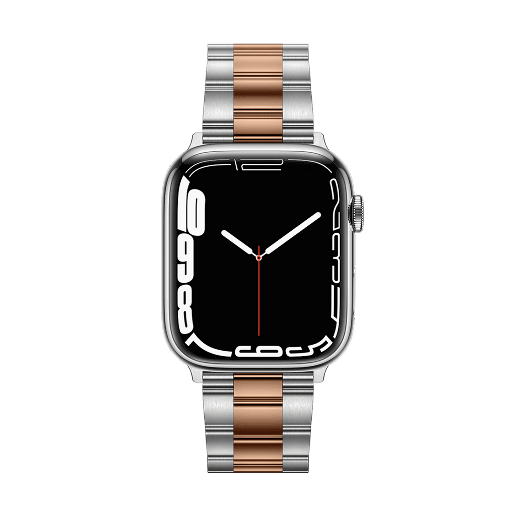 Stainless Steel 3-Link Band 45mm (Series 7-9) - Two-Tone (Rose Gold/Silver)