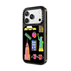 New York City retro art - nyc symbols silkscreen and riso | iPhone 18 Pro / Impact Case MagSafe Compatible - Glossy / Glossy Black | Image 2