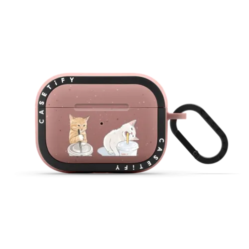 coffee cat and cola cat AirPods Case | AirPods Pro 2 / Earbuds Bounce Case / Matte Dusty Rose | Image 1