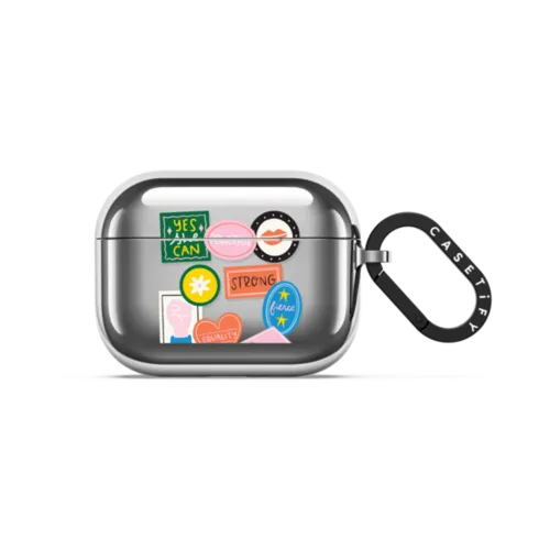 WOMEN STICKERS Airpods by Black Lamb Studio | AirPods Pro 3 / Earbuds Mirror Case / Silver | Image 1
