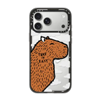Transparent Capybara Clouds "Take It Easy" | iPhone 17 Pro Max / Impact Case MagSafe Compatible / Black | Image 1