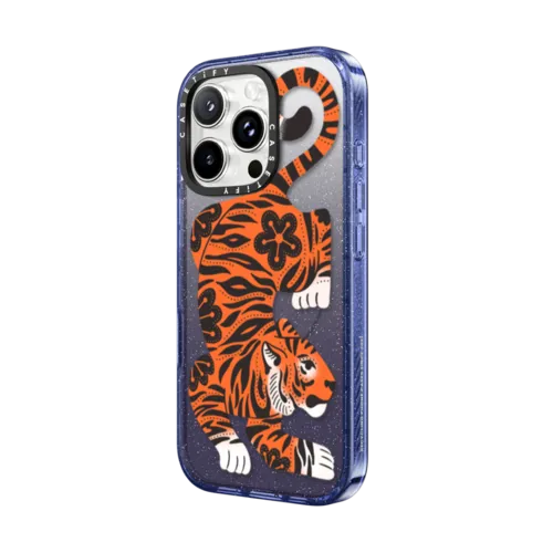 Fierce Tiger | iPhone 16 Pro / Impact Case MagSafe Compatible / Glitter Indigo | Image 2