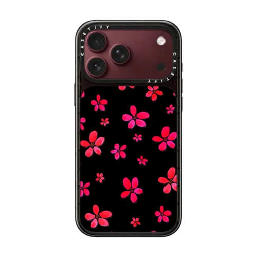 Pink & Red Summer Flowers | iPhone 18 Pro Max / Impact Case MagSafe Compatible - Glossy / Glossy Black | Image 1