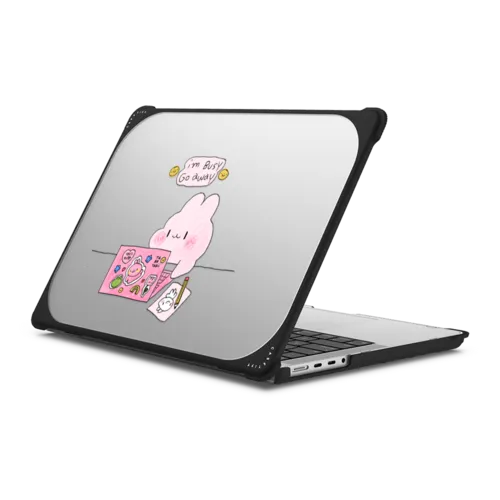 i'm busy macbook case by tabetaaii | MacBook Pro 14-inch (M1 - M5) / MacBook Bounce Case / Black | Image 1