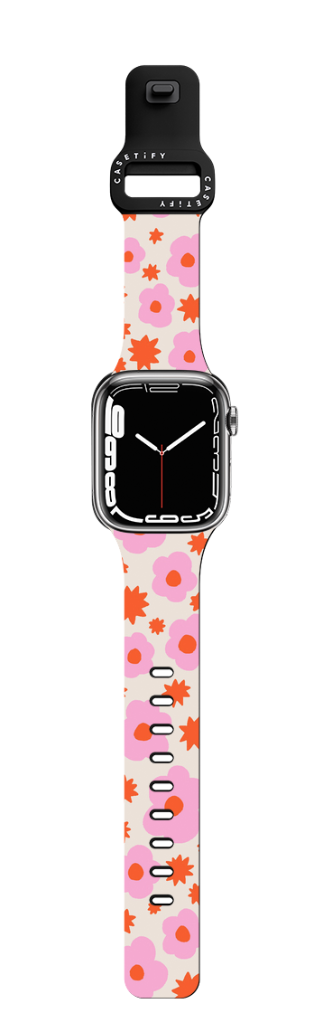 Flower Bursts by Kristen Peers | Apple Watch Series 7-9 (45mm) / Impact Band / Black | Image 1