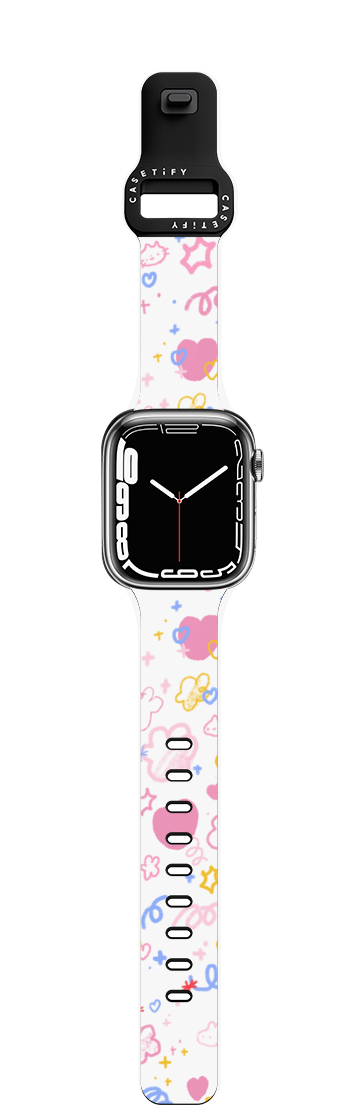 Doodle Apple Watch Band by tabetaaii | Apple Watch Series 7-9 (41mm) / Impact Band / Black | Image 1