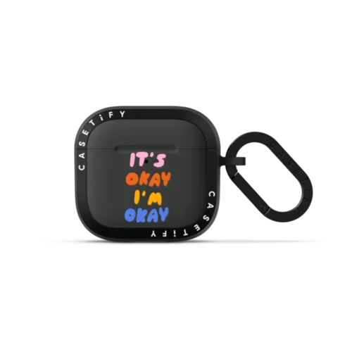 It's Okay, I'm Okay by Kristen Peers | AirPods 4 & 5 / Earbuds Bounce Case / Charcoal | Image 1