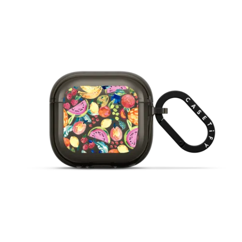 WATERCOLOR FRUITS by show my your mumu | AirPods 4 & 5 / Earbuds Impact Case / Black | Image 1