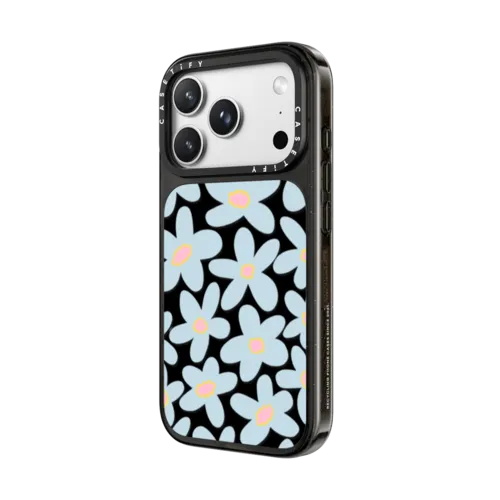 sixties Blue bold floral | iPhone 18 Pro Max / Impact Case MagSafe Compatible - Glossy / Glossy Black | Image 2