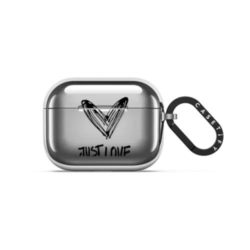 Just Love top heart B | AirPods Pro 3 / Earbuds Mirror Case / Silver | Image 1