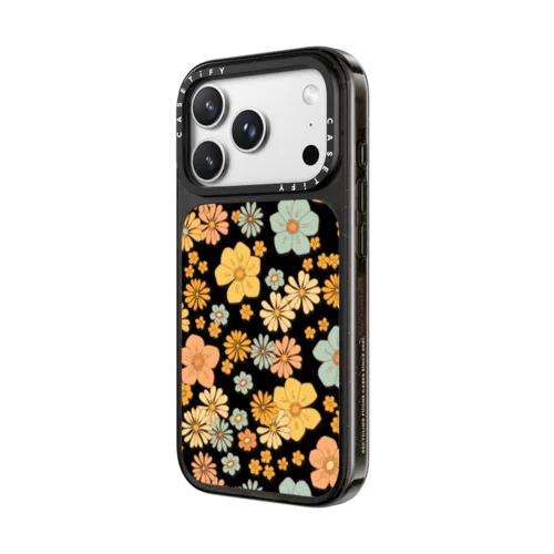 retro yellow floral pattern | iPhone 18 Pro Max / Impact Case MagSafe Compatible - Glossy / Glossy Black | Image 2