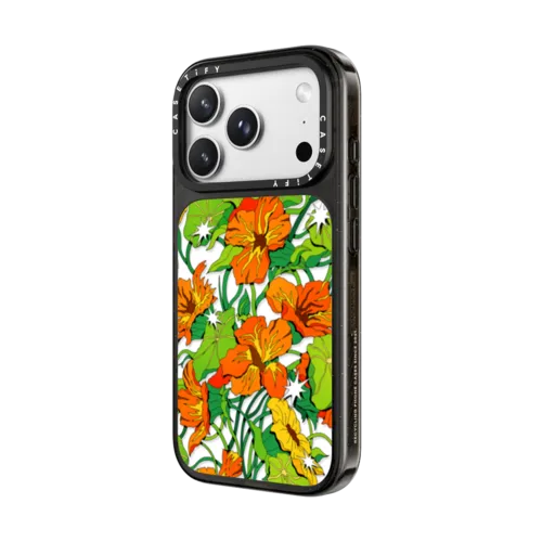 Orange Floral by Made By Nelson | iPhone 18 Pro Max / Impact Case MagSafe Compatible - Glossy / Glossy Black | Image 2