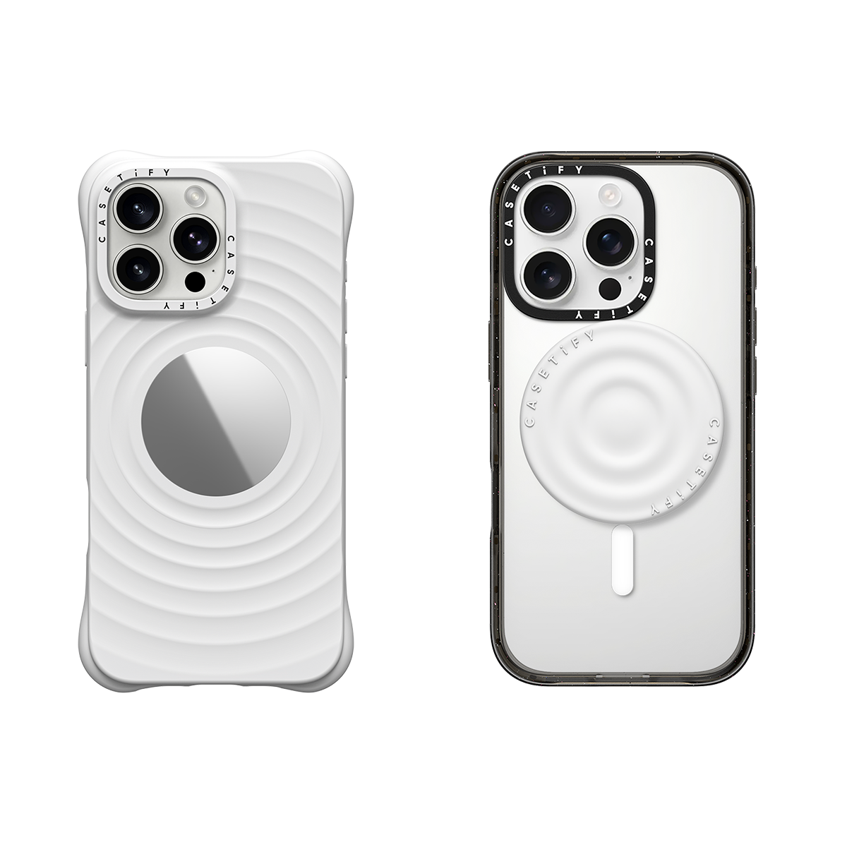 2-in-1 Essentials Garden Set 2 - Ripple Mirror Case - White - iPhone 16 Pro Max& Snappy Ripple Grip Stand - White | Image 1