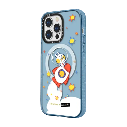 Rocket Bun in Space by liliuhms | iPhone 13 Pro Max / Impact Case MagSafe Compatible / Baby Blue | Image 2