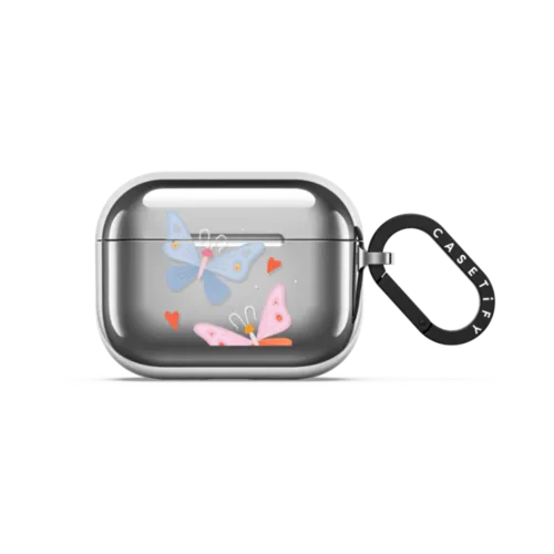 Butterflies by Macarena Chomik | AirPods Pro 3 / Earbuds Mirror Case / Silver | Image 1