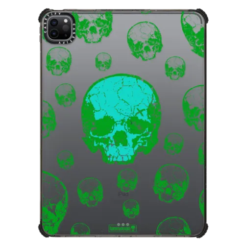 Green Skull Pattern | iPad Pro 11-inch (3rd/4th gen) / iPad Impact Case / Black | Image 1
