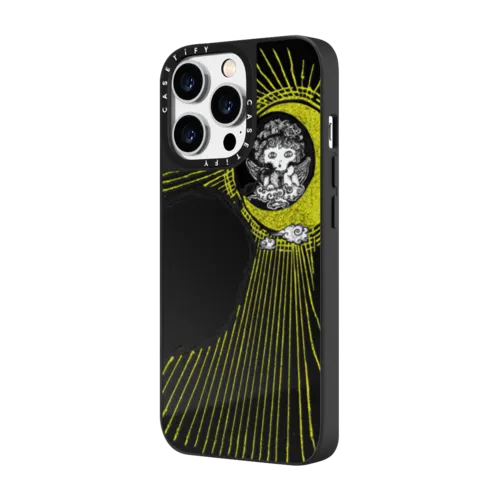 Baby Angel Girl blessing | iPhone 14 Pro Max / Mirror Case MagSafe Compatible / Black on Black | Image 2