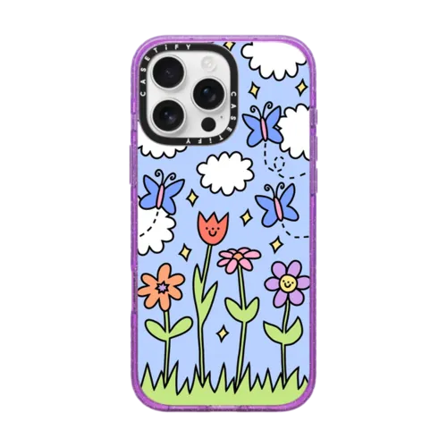 Blue Skies | iPhone 16 Pro Max / Impact Case MagSafe Compatible / Glitter Purple | Image 1