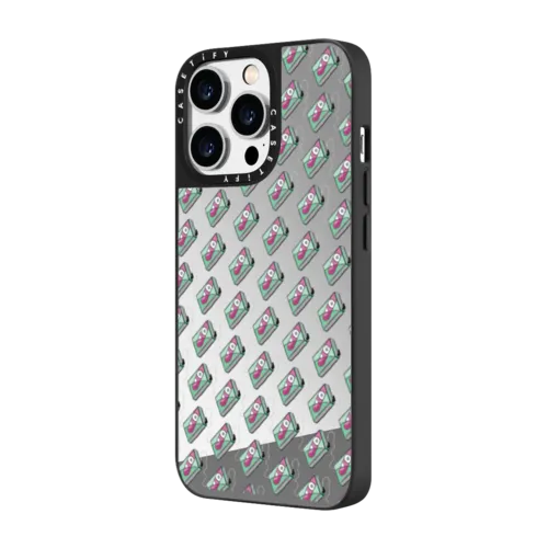 3,2,1 Cassettes Go | iPhone 14 Pro Max / Mirror Case MagSafe Compatible / Silver on Black | Image 2