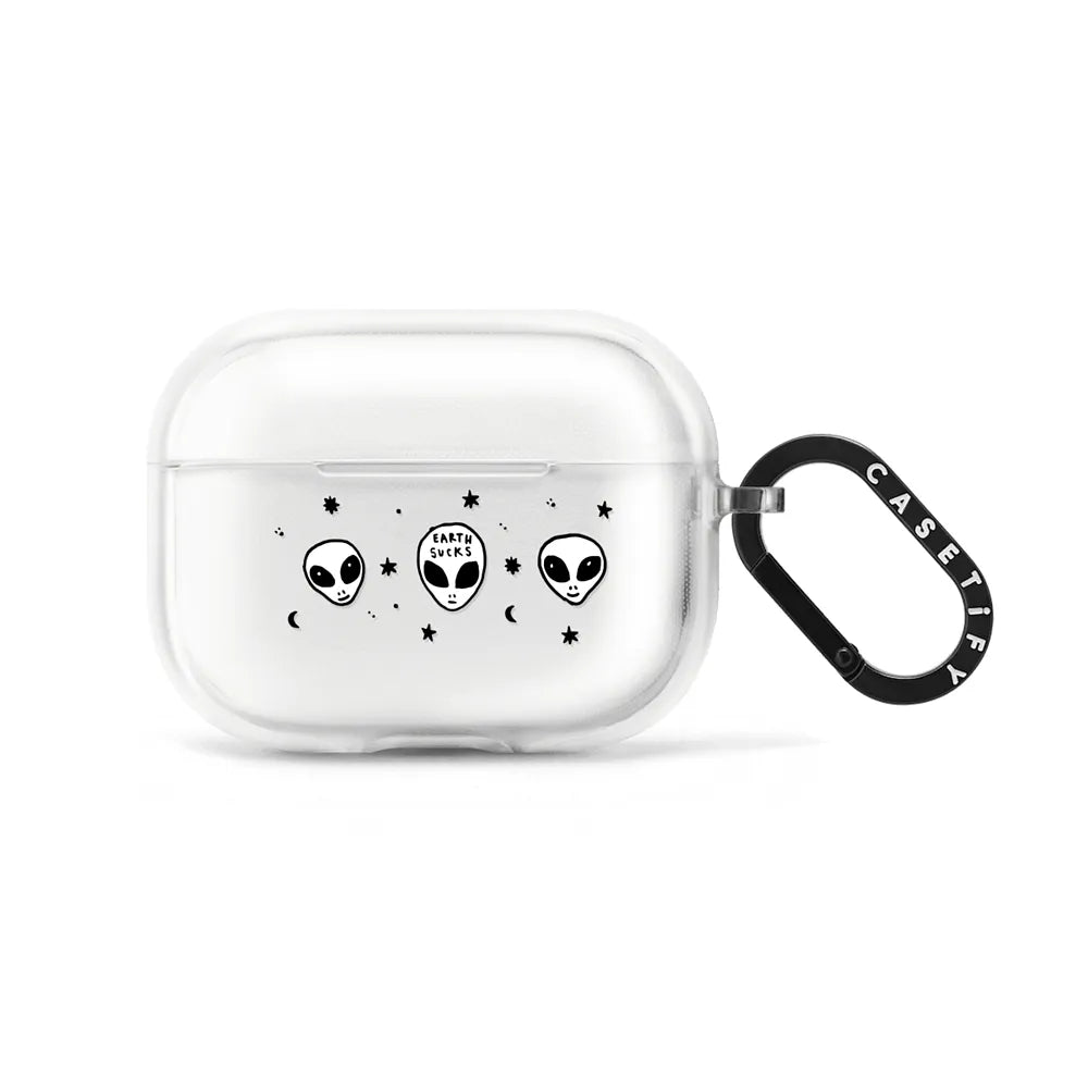 Cute White UFO Space Alien Drawing Pattern | Image 1