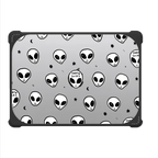 Cute White UFO Space Alien Drawing Pattern | MacBook Pro 14-inch (M1 - M5) / MacBook Bounce Case / Black | Image 2