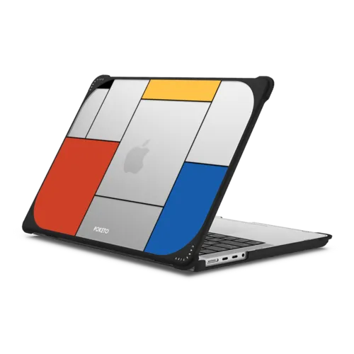 Mondrianesque by Poketo | MacBook Pro 14-inch (M1 - M5) / MacBook Bounce Case / Black | Image 1