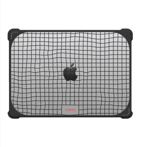 Wavy Grid by Poketo | MacBook Pro 14-inch (M1 - M5) / MacBook Bounce Case / Black | Image 2