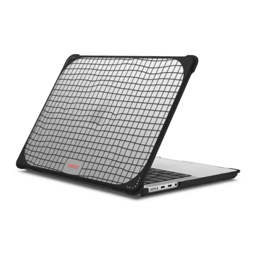 Wavy Grid by Poketo | MacBook Pro 14-inch (M1 - M5) / MacBook Bounce Case / Black | Image 1