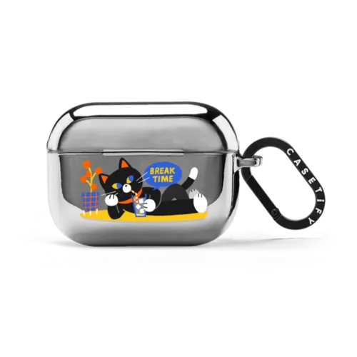 BREAK TIME BY INDI | AirPods Pro 2 / Earbuds Mirror Case / Silver | Image 1