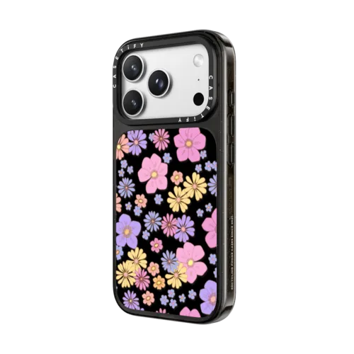 retro pink floral | iPhone 18 Pro Max / Impact Case MagSafe Compatible - Glossy / Glossy Black | Image 2