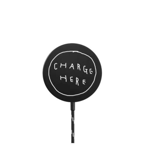 CHARGE HERE |   / PowerThru Magnetic Wireless Charger MagSafe Compatible / Black | Image 1