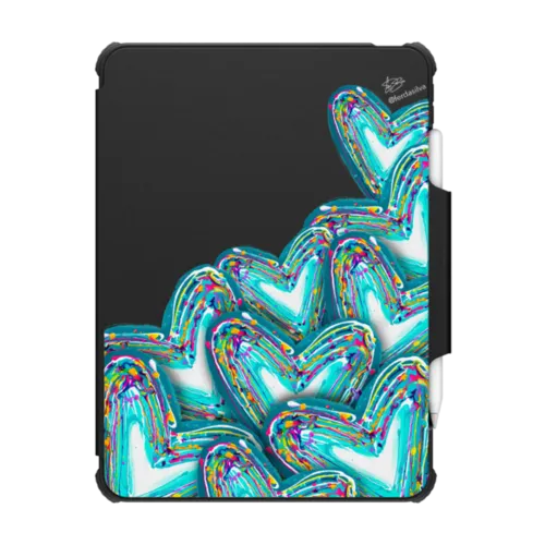 Corazon de Fer in Teal | iPad Pro 11-inch (3rd/4th gen) / iPad Impact Folio Case / Black | Image 1