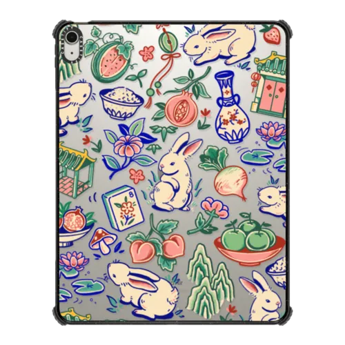 Rabbit Garden by Georgina Leung | iPad Air 13-inch (M2 - M4) / iPad Impact Case / Black | Image 1