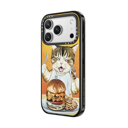 Hamburger cat | iPhone 17 Pro Max / Impact Case MagSafe Compatible / Black | Image 2