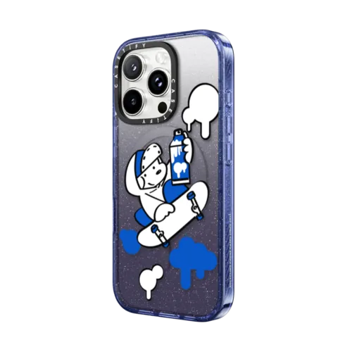 Skater JOHN -Hello my friend 03 | iPhone 16 Pro Max / Impact Case MagSafe Compatible / Glitter Indigo | Image 2