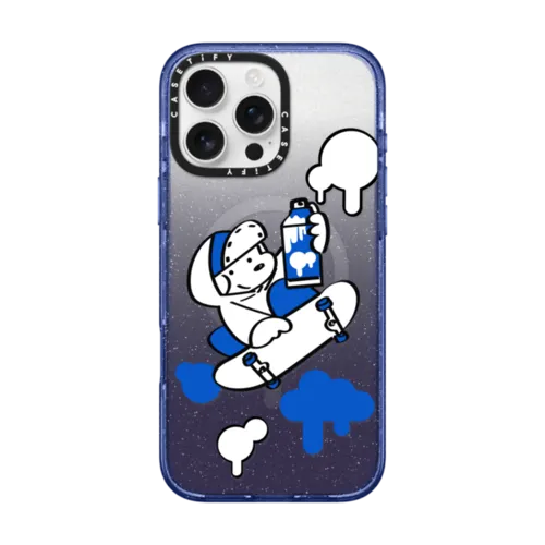 Skater JOHN -Hello my friend 03 | iPhone 16 Pro Max / Impact Case MagSafe Compatible / Glitter Indigo | Image 1