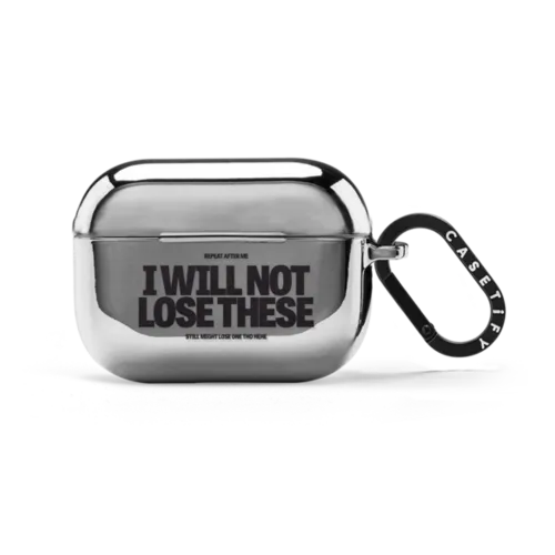 I WILL NOT LOSE THESE by Okiden | AirPods Pro 2 / Earbuds Mirror Case / Silver | Image 1