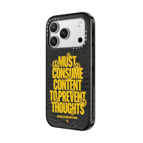 MUST CONSUME CONTENT TO PREVENT THOUGHTS by Okiden | iPhone 17 Pro Max / Impact Case MagSafe Compatible / Black | Image 2