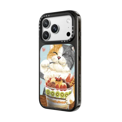 Fruit parfait cat | iPhone 18 Pro Max / Impact Case MagSafe Compatible - Glossy / Glossy Black | Image 2