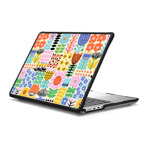 Scandinavian Maximalist Florals by Sandra Hutter | MacBook Pro 14-inch (M1 - M5) / MacBook Impact Case / Black | Image 1