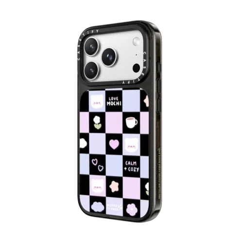mochi checkers by sleepydaze | iPhone 18 Pro / Impact Case MagSafe Compatible - Glossy / Glossy Black | Image 2