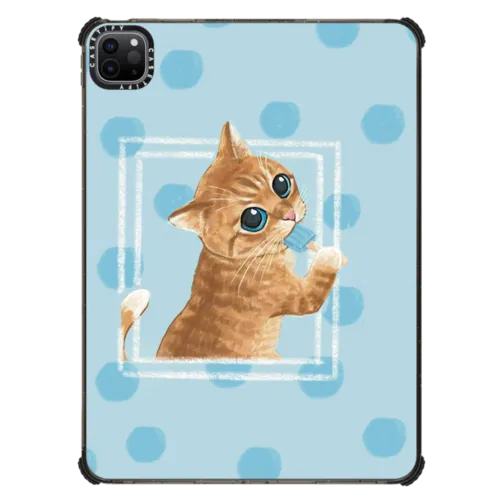 Ice lolly cat | iPad Pro 11-inch (3rd/4th gen) / iPad Impact Case / Black | Image 1