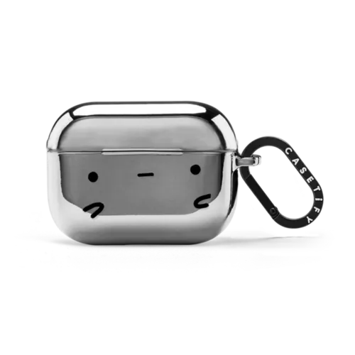 sad potato face by sad potato club | AirPods Pro 2 / Earbuds Mirror Case / Silver | Image 1