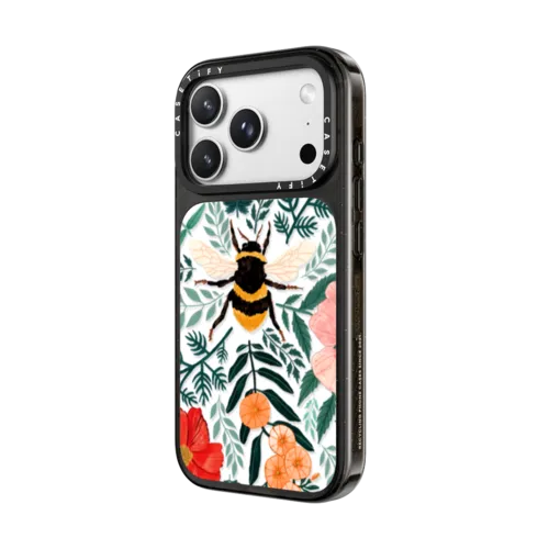 Bee in the Flowers by Papio Press | iPhone 18 Pro / Impact Case MagSafe Compatible - Glossy / Glossy Black | Image 2
