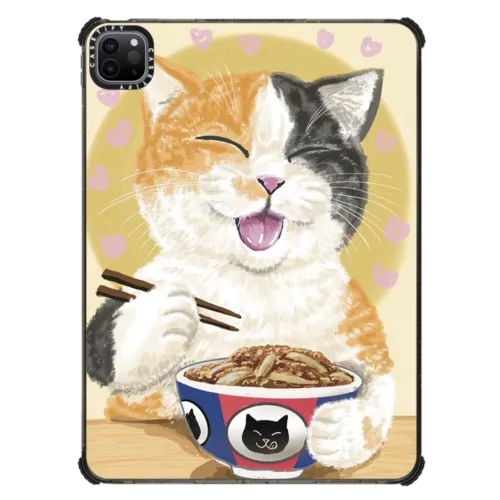 Gyudon cat | iPad Pro 11-inch (3rd/4th gen) / iPad Impact Case / Black | Image 1