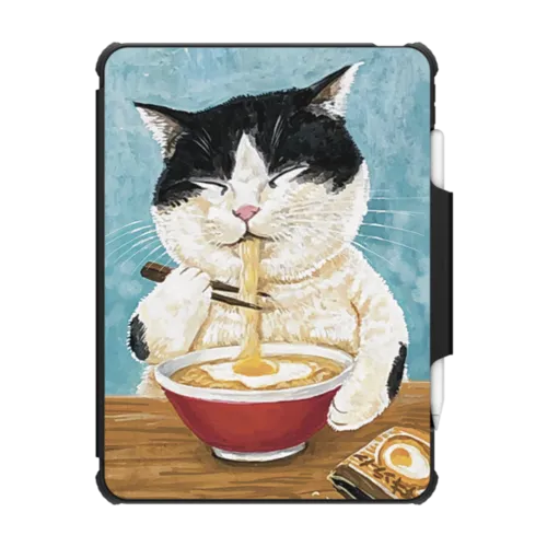 Ramen cat | iPad Pro 11-inch (3rd/4th gen) / iPad Impact Folio Case / Black | Image 1
