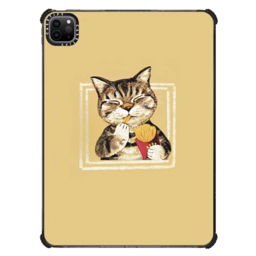 French fries cat | iPad Pro 11-inch (3rd/4th gen) / iPad Impact Case / Black | Image 1