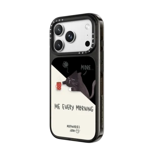 Me every morning by Moonaries illo | iPhone 18 Pro Max / Impact Case MagSafe Compatible - Glossy / Glossy Black | Image 2