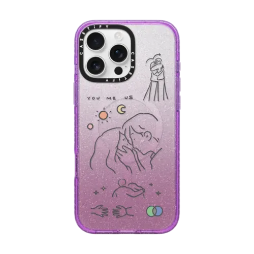 I love us by ReenP | iPhone 16 Pro Max / Impact Case MagSafe Compatible / Glitter Purple | Image 1
